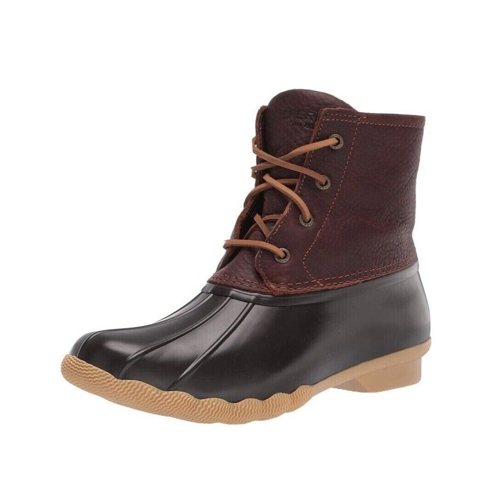 6.5 Sperry Top-Sider Women's Saltwater Thin‎ Edge Brown Rainboots Duck Boots NIB